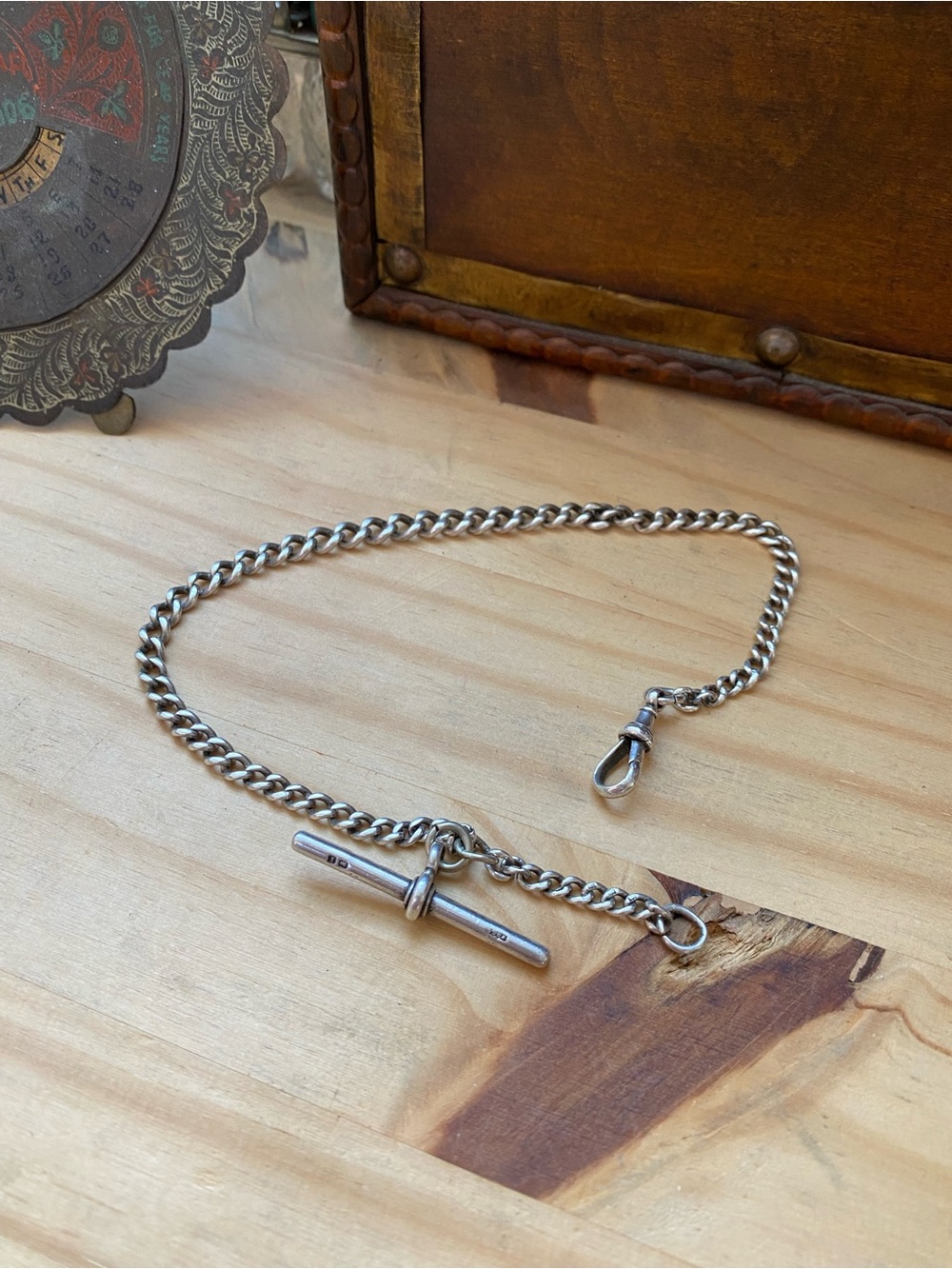 Sterling silver antique curb pocket watch chain